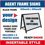 Frame Sign Agent  - 450mmH x 650mmW - Insertable